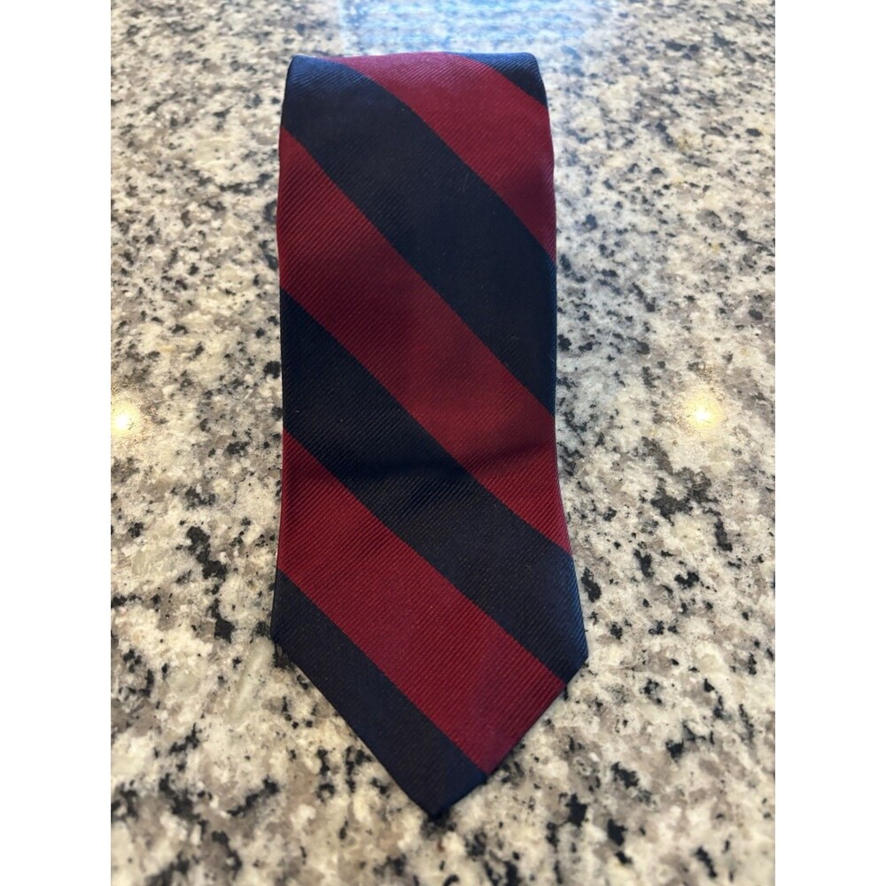 JOS A BANK MENS REPP tie silk Navy With Red stripes used
